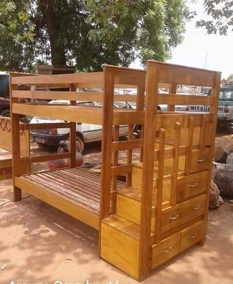 Wooden Bunk Bed with Built-in Staircase Storage