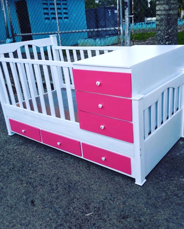 Baby Cot with Attached Dresser and Drawers