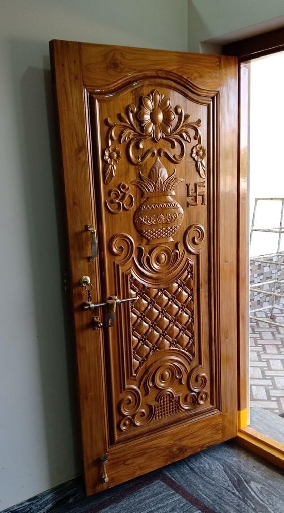 Ornate Carved Wooden Entrance Door