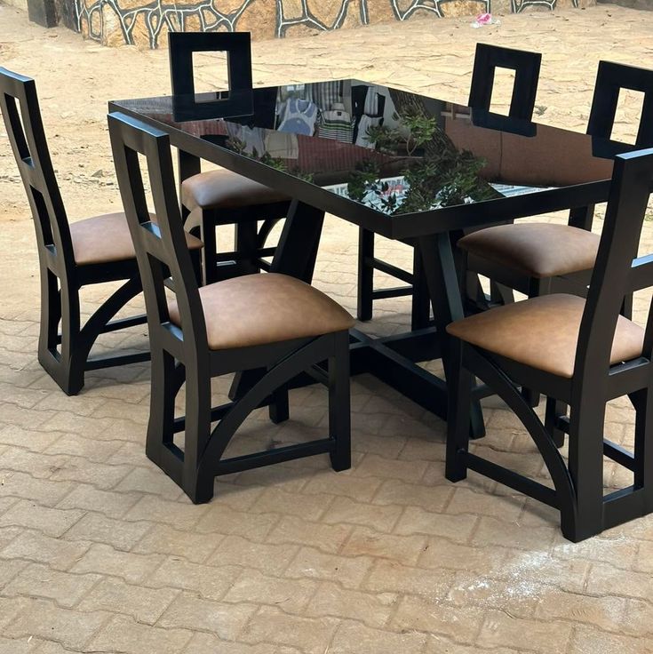 Modern 6-Seater Dining Set with Glass Top
