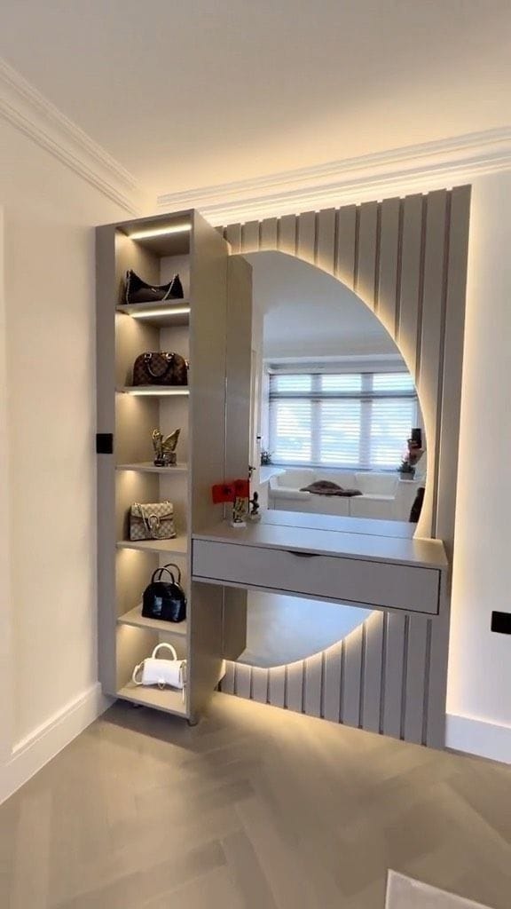 Modern Illuminated Wardrobe and Vanity Unit
