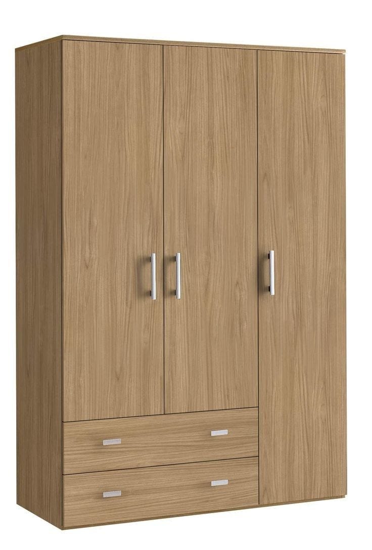 Three-Door Wooden Wardrobe with Drawers