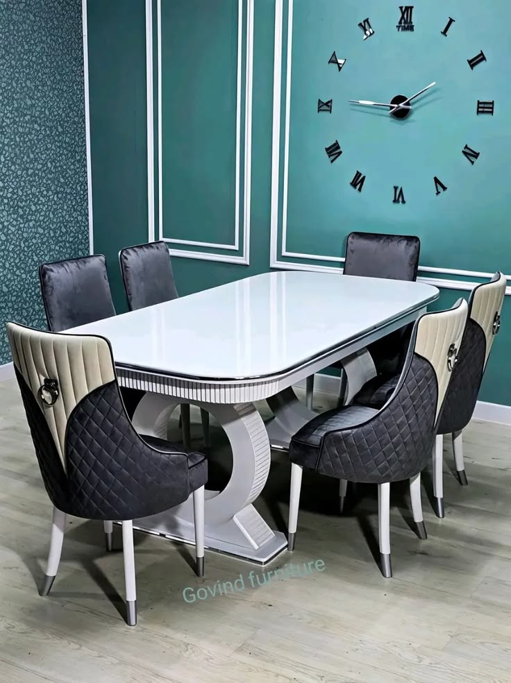 Luxury White and Grey Dining Set