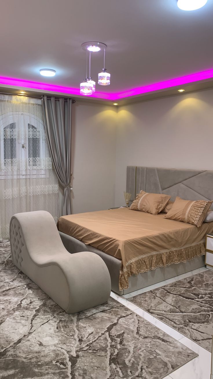 Luxury Upholstered Bed and Chaise Lounge Set
